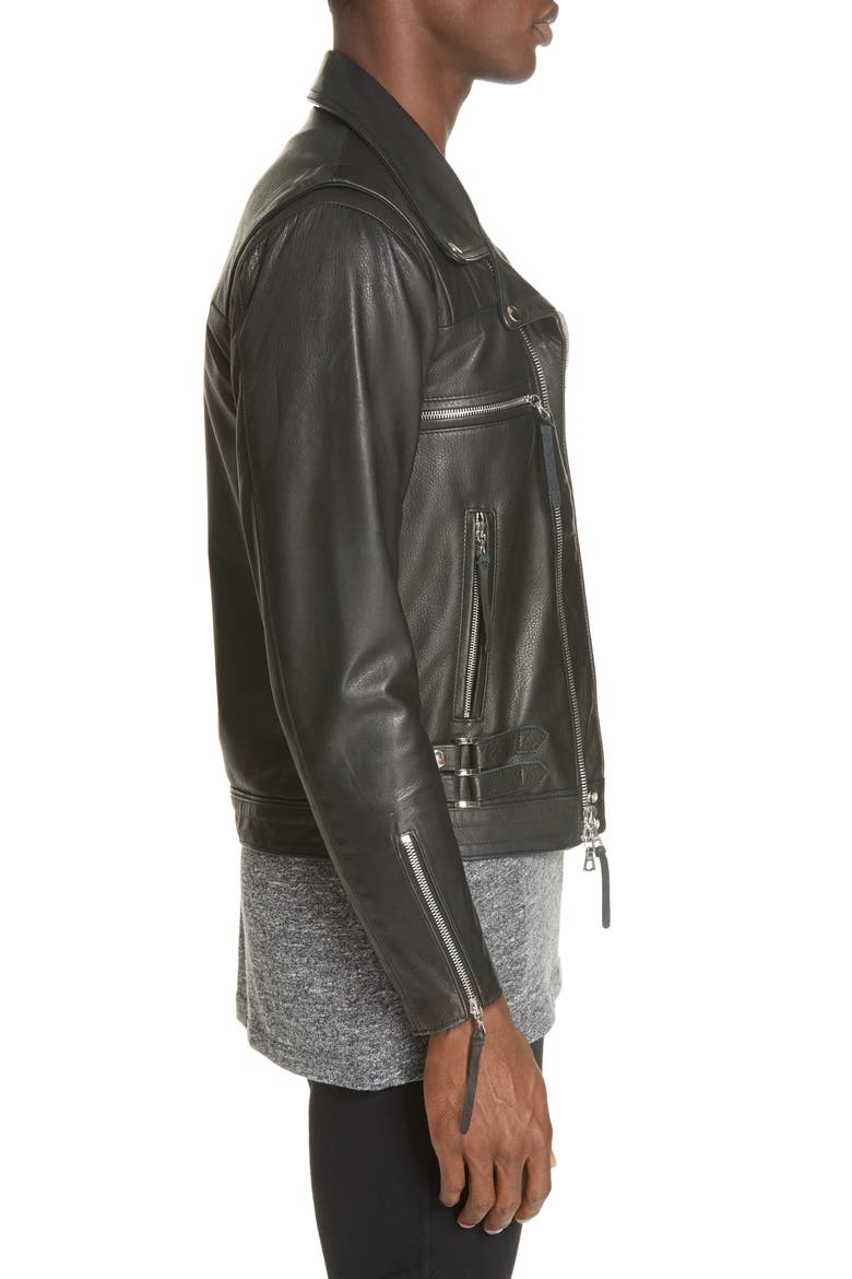 Riders Slim Fit Leather Jacket, Alternate, color, BLACK