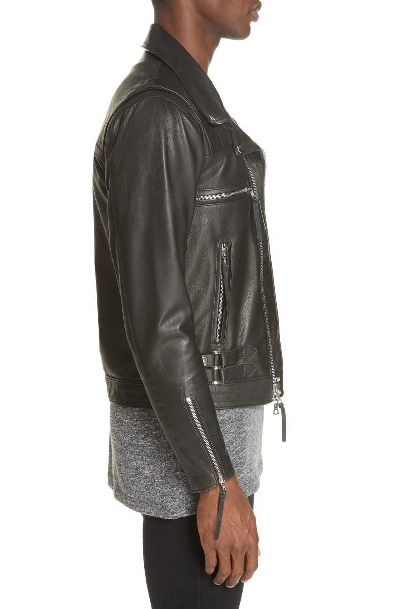 John Elliott Riders Slim Fit Leather Jacket, Alternate, color, 