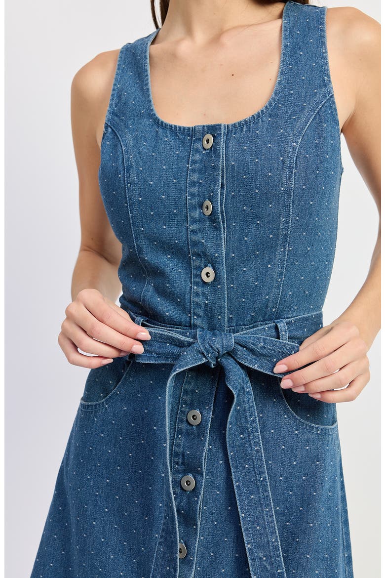 Heidi Polka Dot Denim Midi Dress, Alternate, color, MEDIUM WASH DENIM