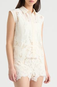 NVLT Sheer Mixed Media Button-Up Shirt