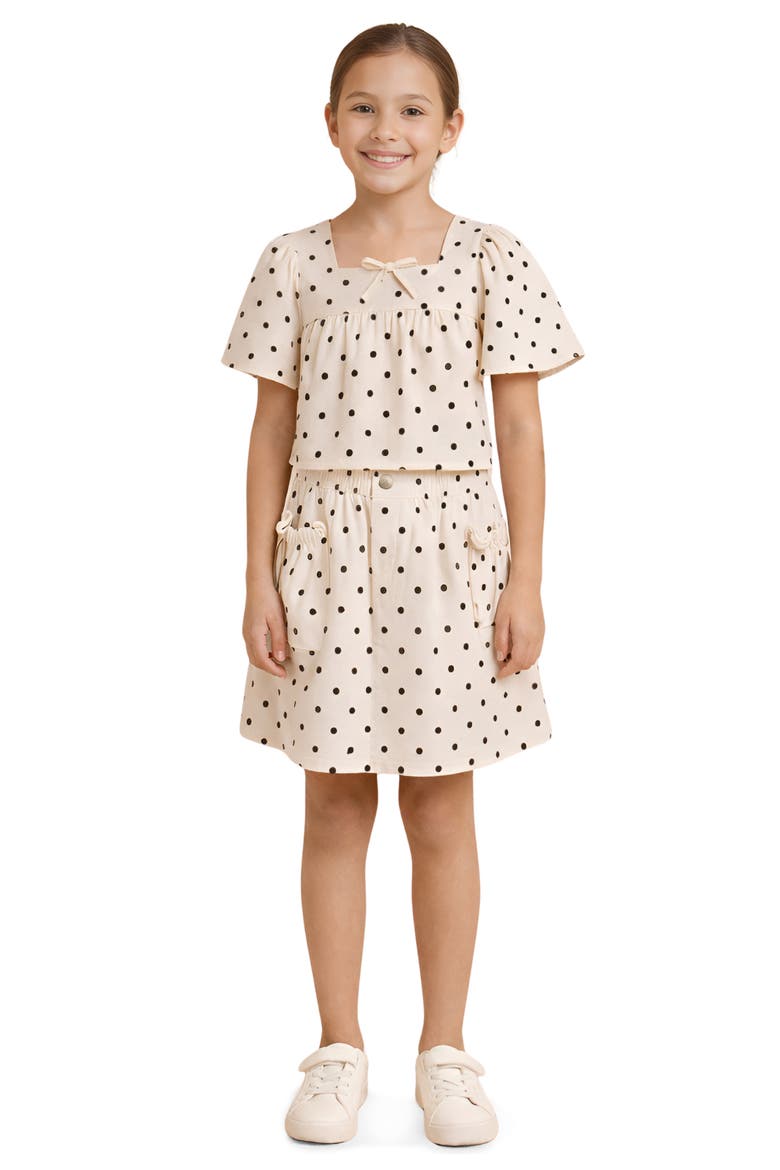 Kids' Polka Dot Utility Skirt, Alternate, color, CREAM