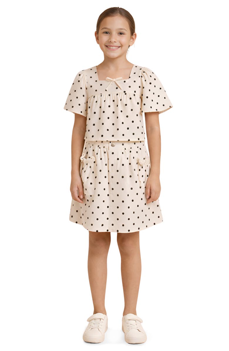 Hayden Girls Kids' Polka Dot Utility Skirt, Alternate, color, Cream