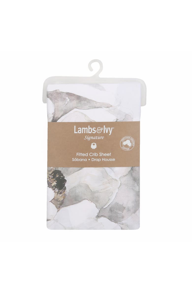 Lambs & Ivy Signature Watercolor Floral Organic Cotton Fitted Crib Sheet, Alternate, color, White Multi