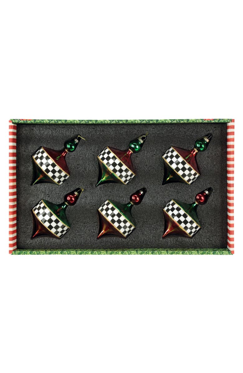 Mark Roberts Diamond Check Finial Ornament, Set of 6, Alternate, color, Green