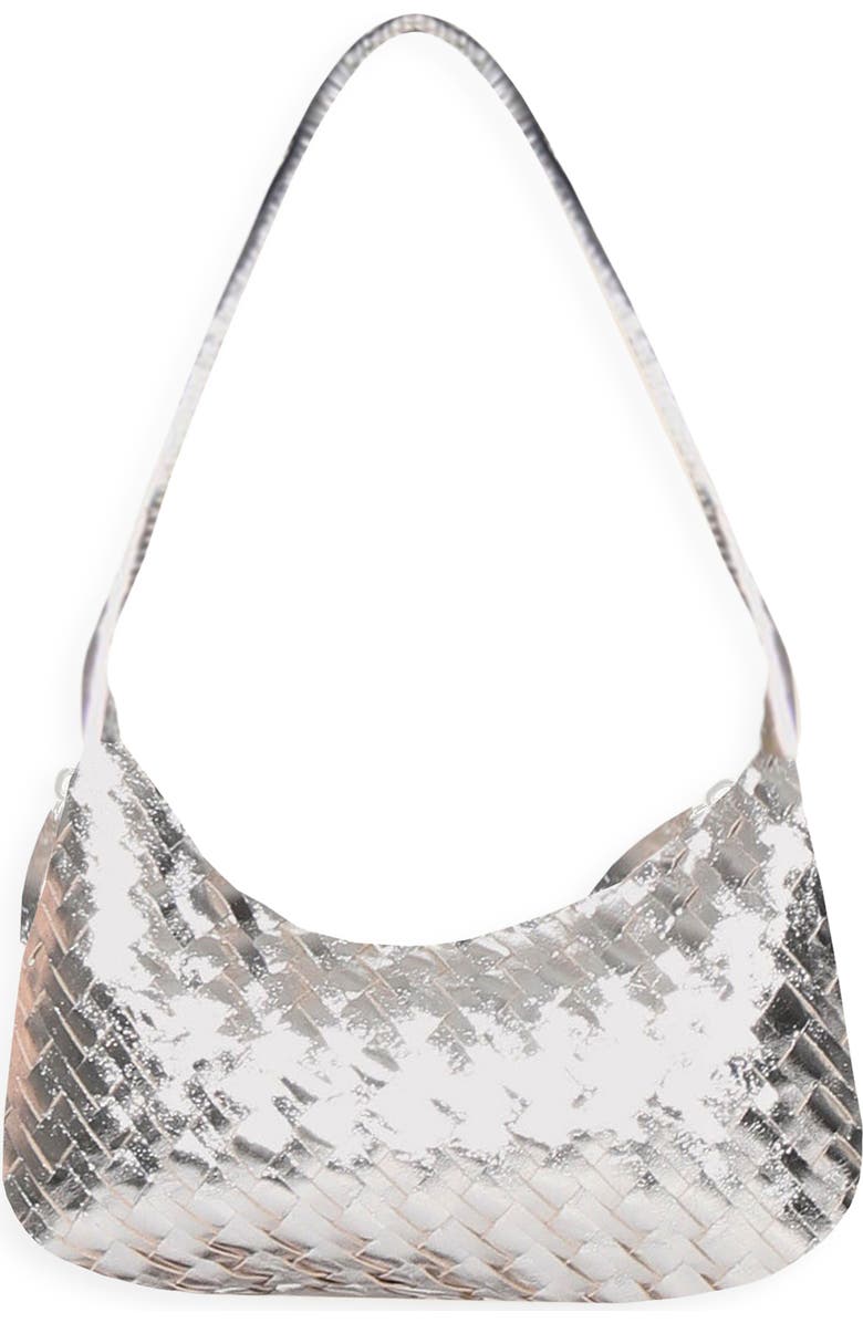 Walter Baker Hazel Woven Leather Shoulder Bag, Main, color, Silver