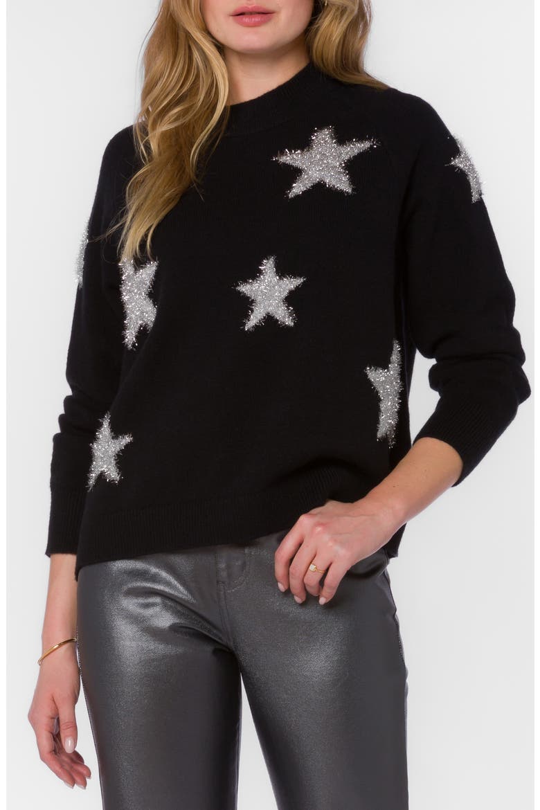 Zinnia Crewneck Sweater, Main, color, BLACK SILVER