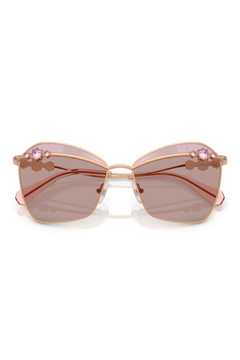 57mm Butterfly Sunglasses, Alternate, color, ROSE GOLD / PURPLE BROWN
