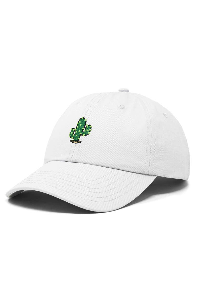 Cactus Embroidered Low Crown Cap, Alternate, color, White