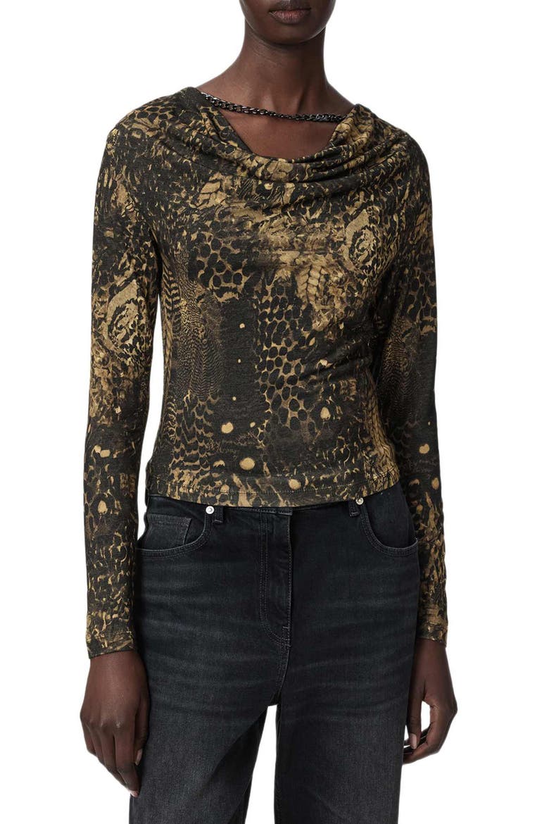 Hallie Long Sleeve Cowl Neck Top, Main, color, BLIXA KHAKI GREEN