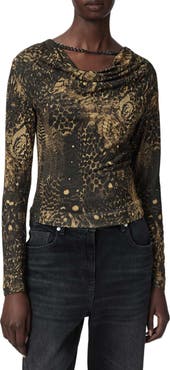 AllSaints Hallie Long Sleeve Cowl Neck Top