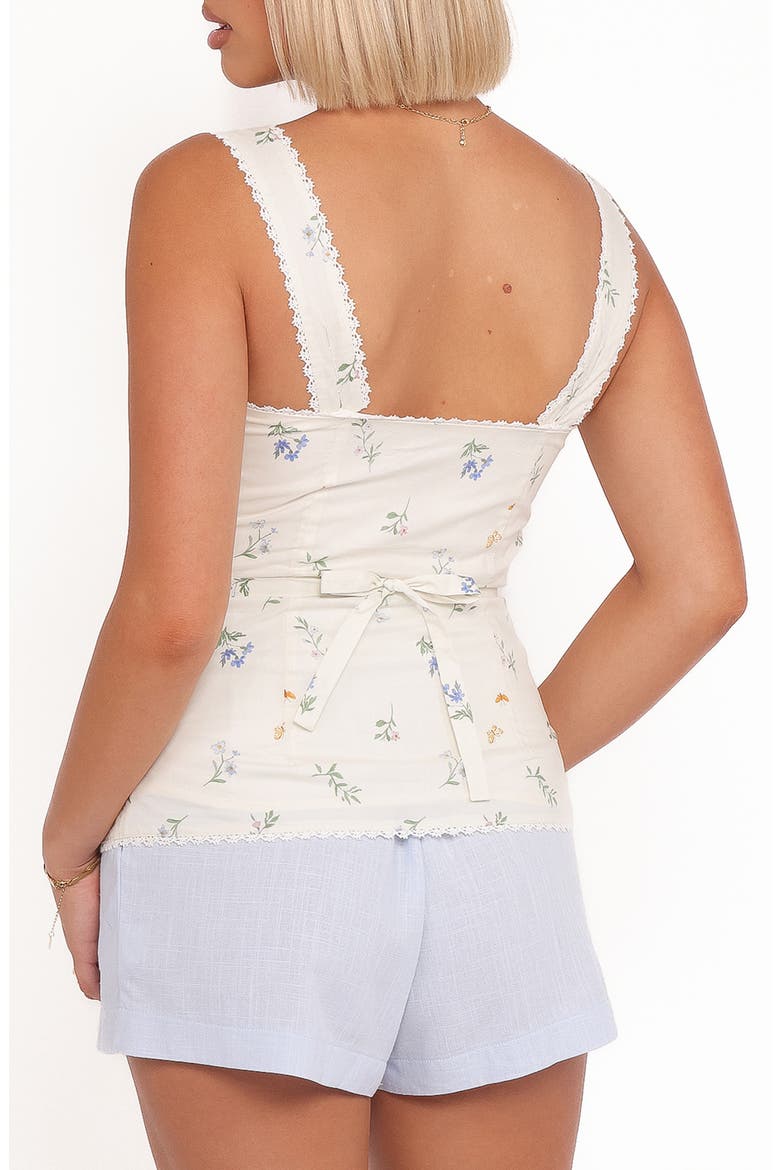 Ana Floral Embroidered Lace Trim Split Front Top, Alternate, color, FLORAL