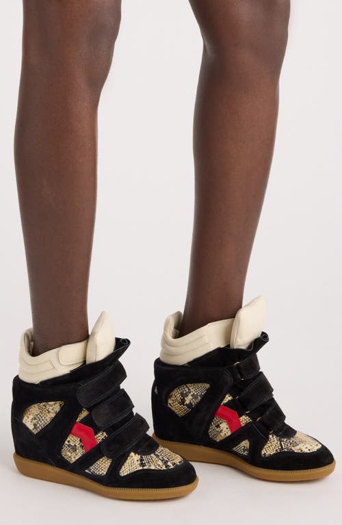 Isabel Marant Bekett Hidden Wedge Mixed Media High Top Sneaker