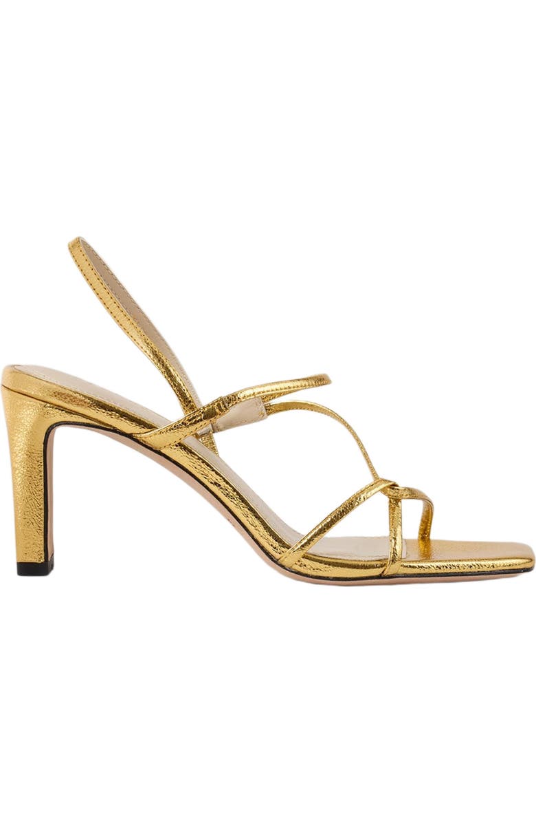SANDRO Embossed leather sandals, Alternate, color, Gold