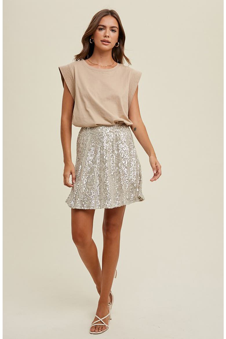 Sequin Miniskirt, Alternate, color, CHAMPAGNE