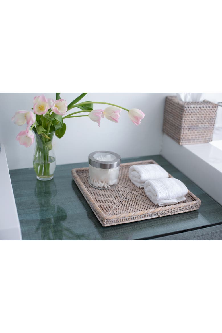 Artifacts Rattan Square Flat Tray, Alternate, color, White Wash
