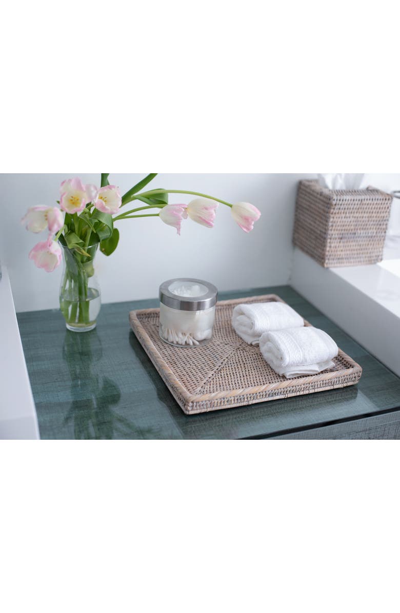 Artifacts Trading Company<sup>™</sup> Artifacts Rattan Square Flat Tray, Alternate, color, White Wash