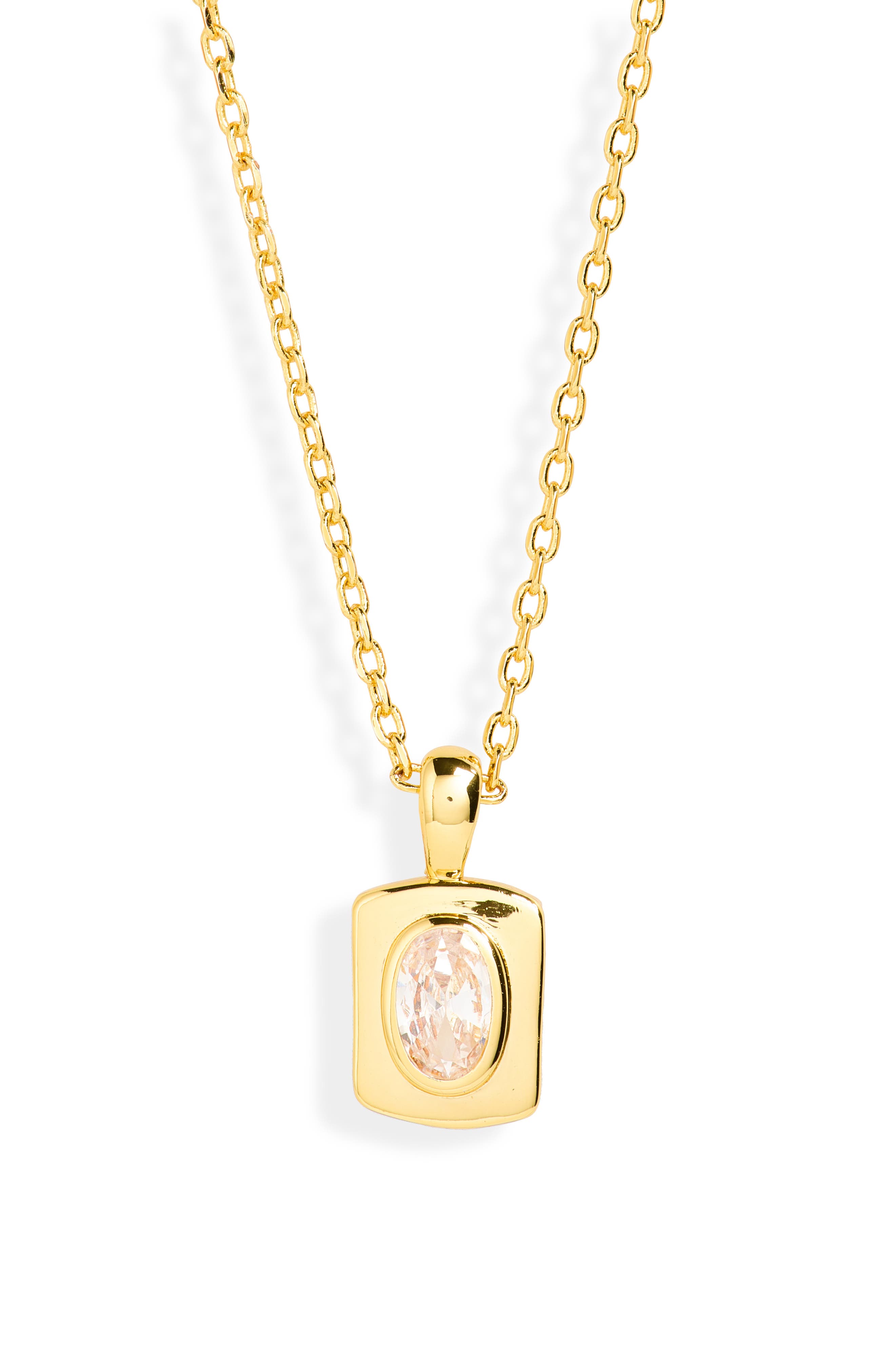 Cubic Zirconia Tag Pendant Necklace
