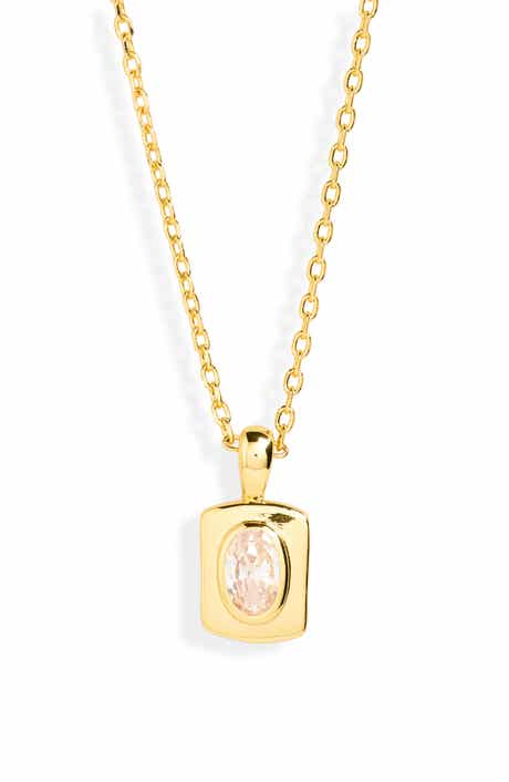 Cubic Zirconia Tag Pendant Necklace