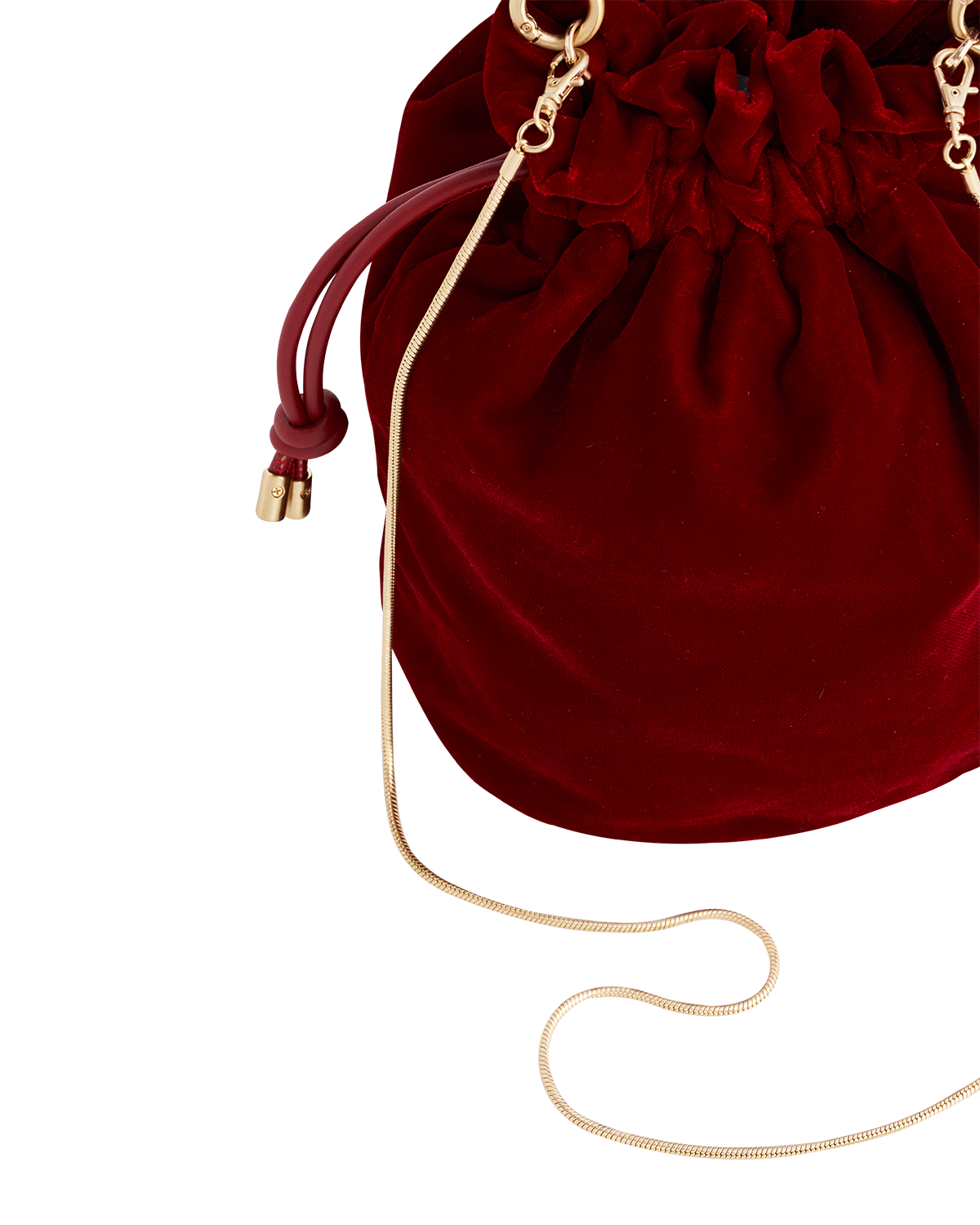 Fable England Red Velvet Bucket Bag, Alternate, color, Ruby Red