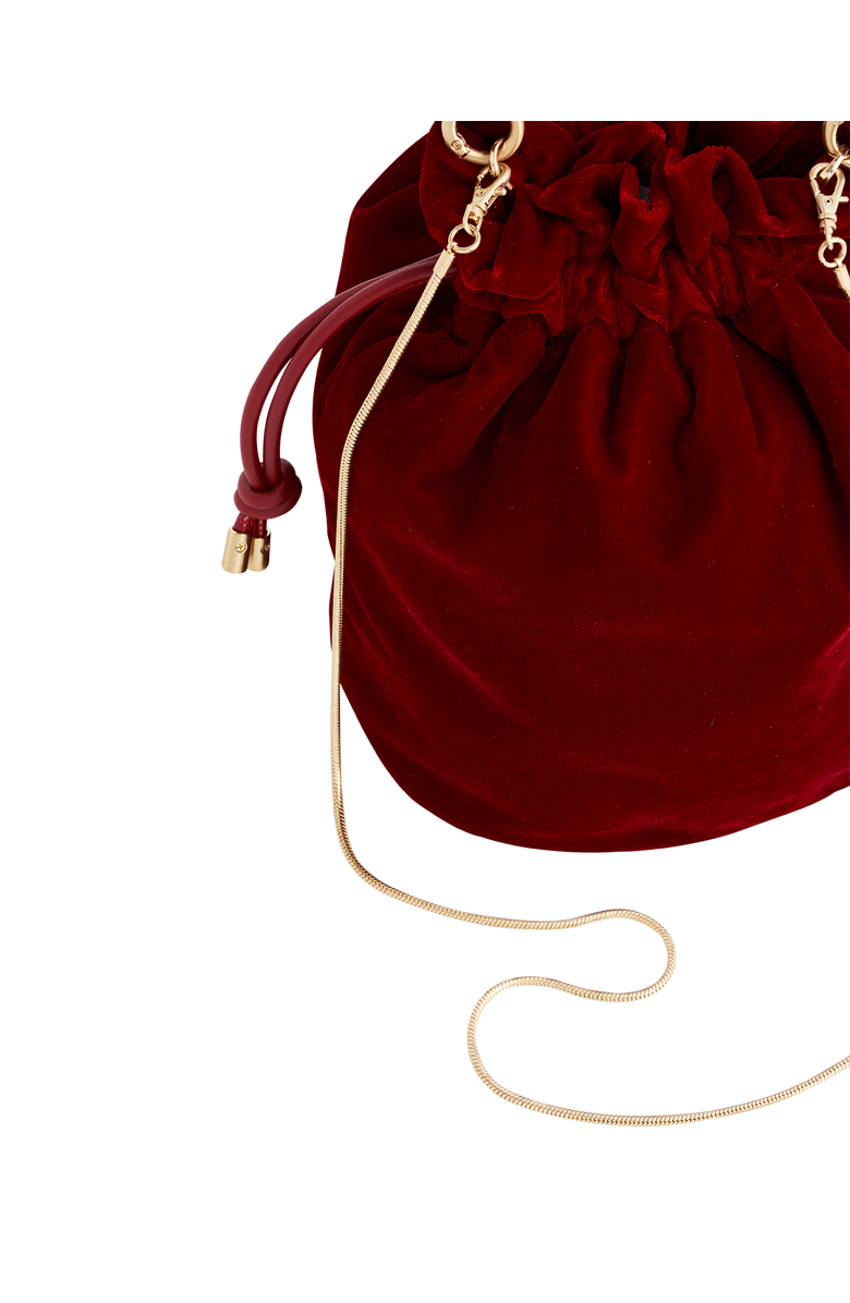 Fable England Red Velvet Bucket Bag, Alternate, color, Ruby Red