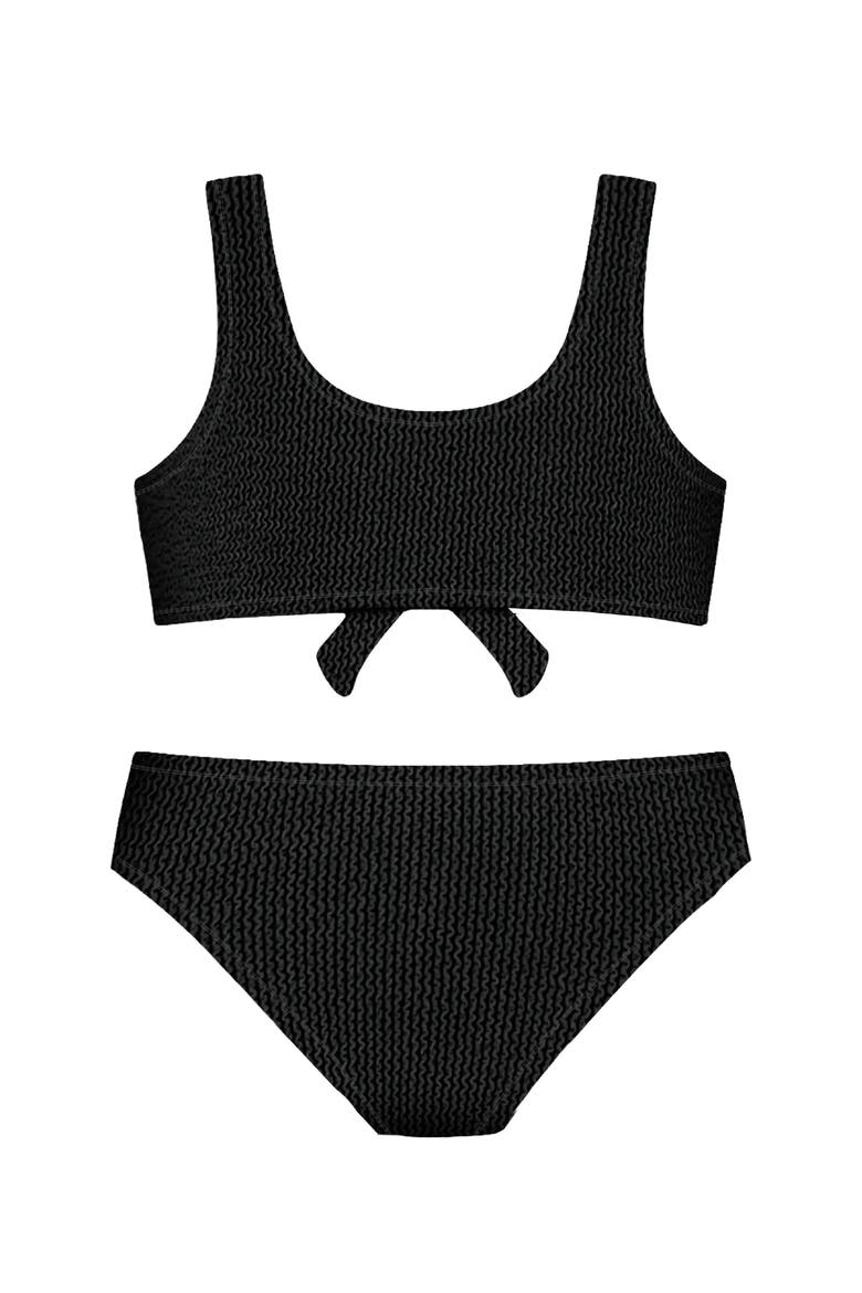 Crinkle Tie Two Piece Swimsuit, Main, color, Black
