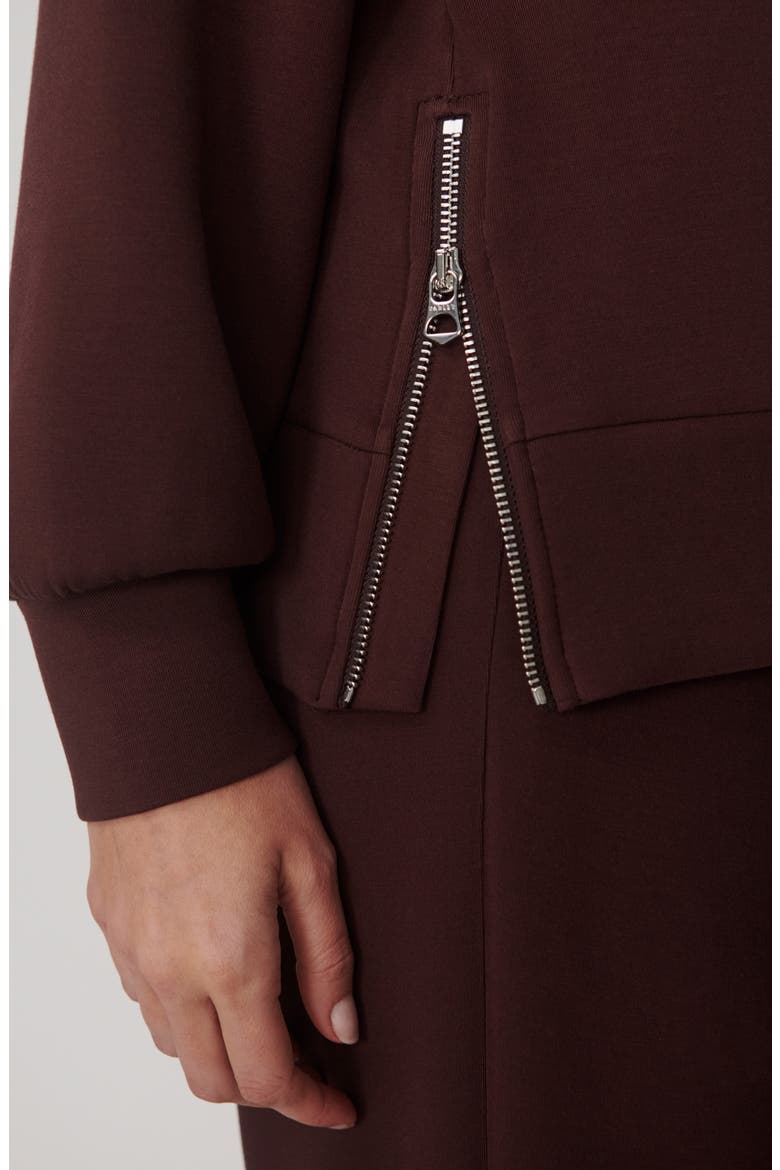 Novi Longline Mock Neck Sweatshirt, Alternate, color, DEEP MAHOGANY