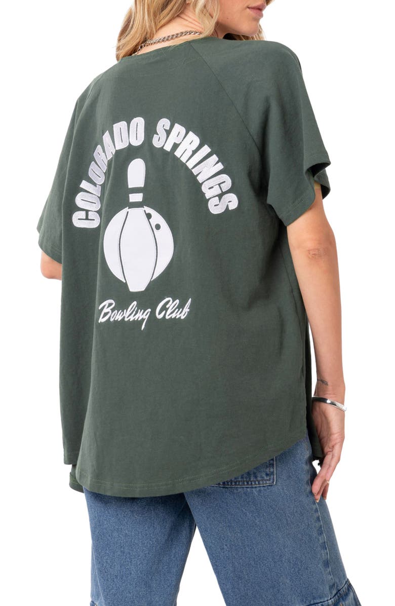 EDIKTED Oversize Embroidered Baseball Shirt, Alternate, color, 