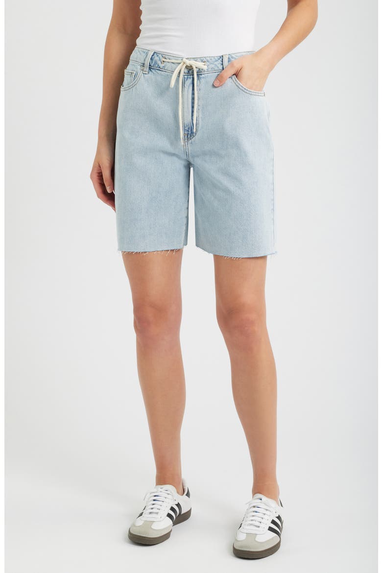 Drawstring Raw Hem Denim Shorts, Main, color, VALINDA