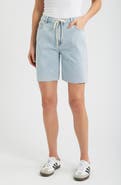 1822 Denim Drawstring Raw Hem Denim Shorts