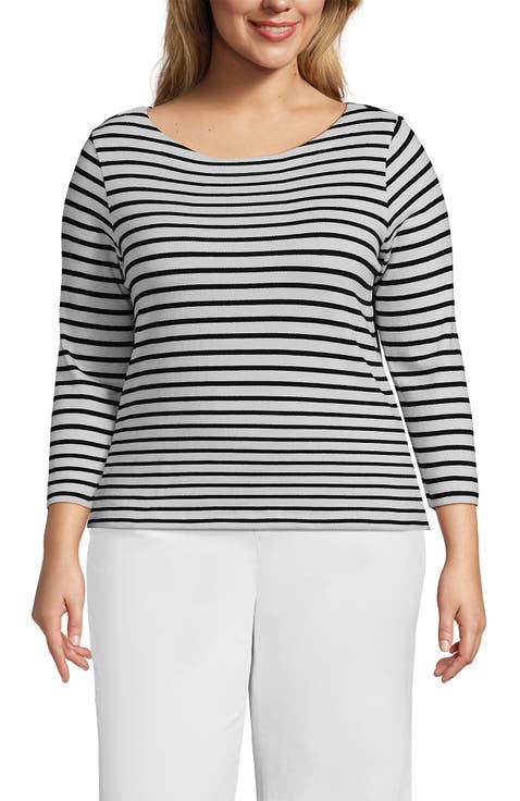 Plus Size Mariner Jersey Boatneck Top
