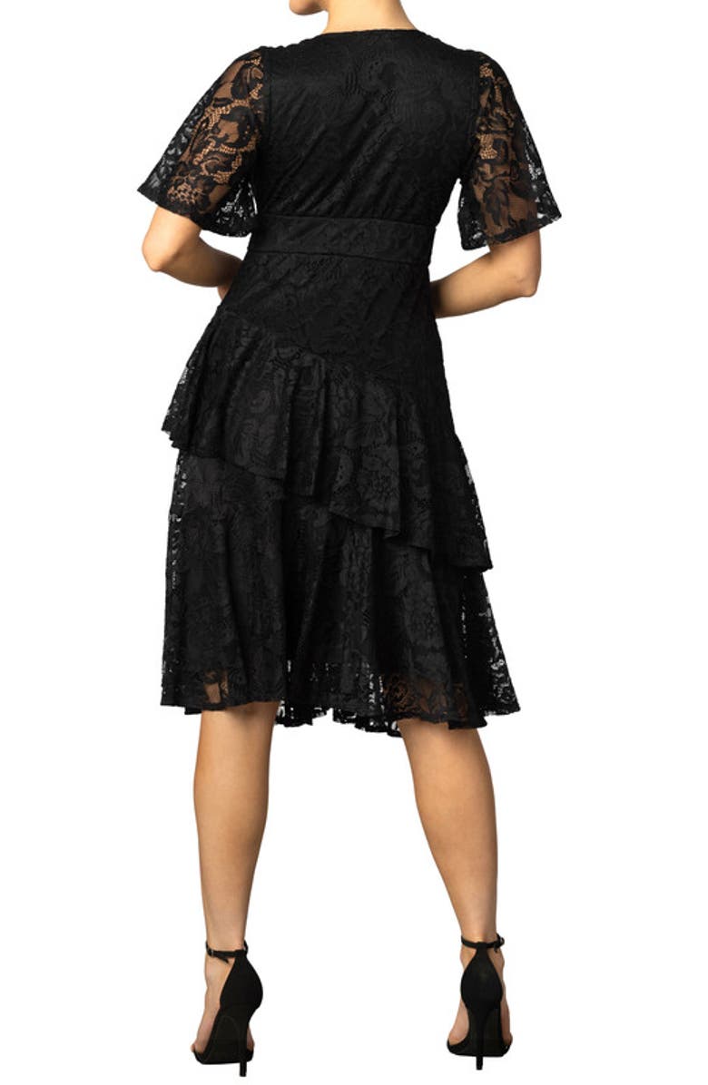 Kiyonna Lace Affair Cocktail Dress, Alternate, color, Onyx