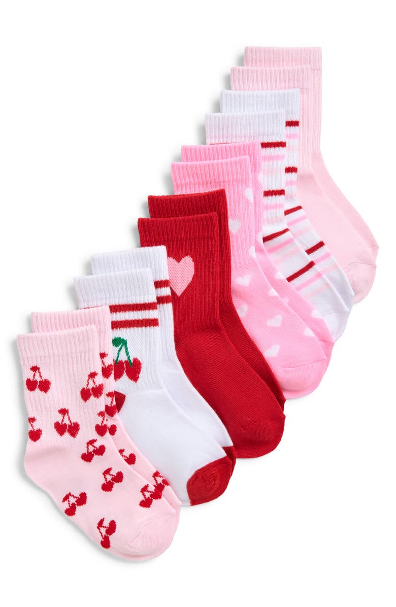 Capelli New York Kids' Assorted 6-Pack VDay Rib Crew Socks, Main, color, Red Combo