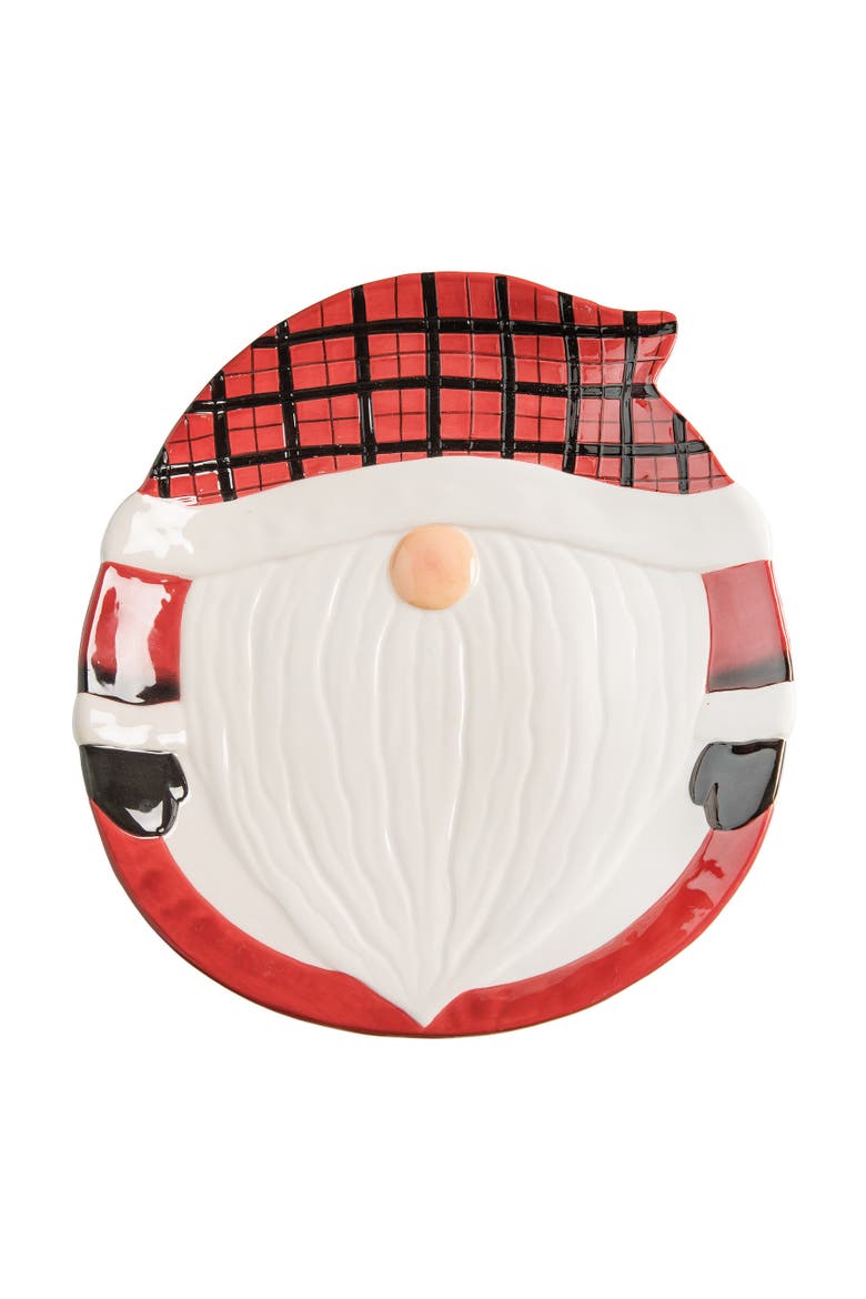 Plaid Gnome 3D Large Cookie Plate, Main, color, Red