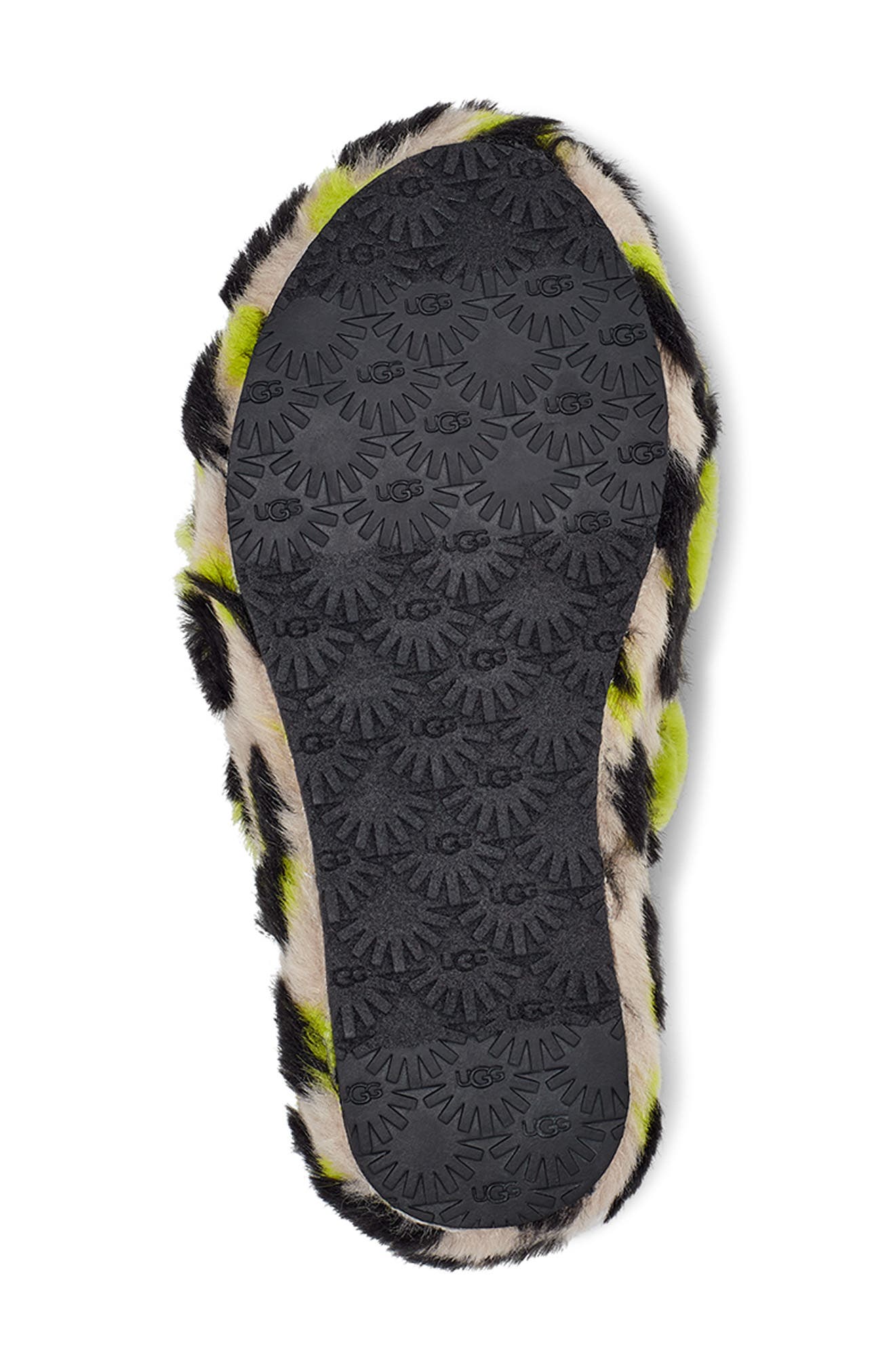 UGG<sup>®</sup> Kids' Fluff Yeah Animal Print Genuine Shearling Lined Slipper, Alternate, color, 