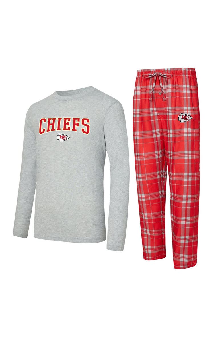 CONCEPTS SPORT Men
s Concepts Sport Red/Heather Gray Kansas City Chiefs Regulate Long Sleeve T-Shirt and Plaid Pant Set, Main, color, Red