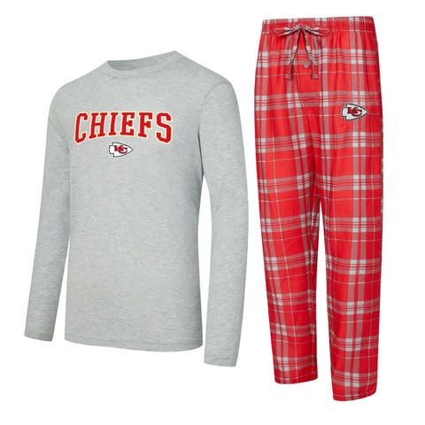 Men
s Concepts Sport Red/Heather Gray Kansas City Chiefs Regulate Long Sleeve T-Shirt and Plaid Pant Set