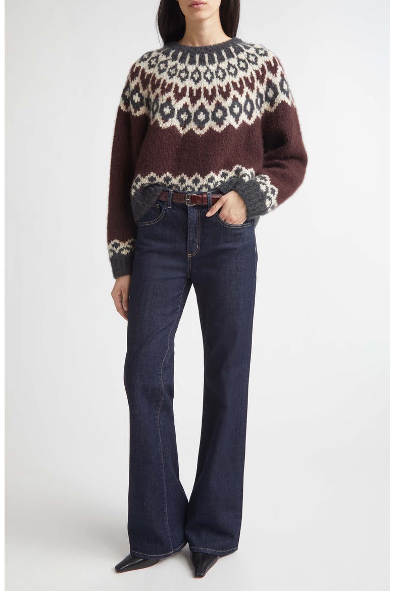Isaline Fair Isle Cashmere Sweater, Alternate, color, BURGUNDY FAIRISLE
