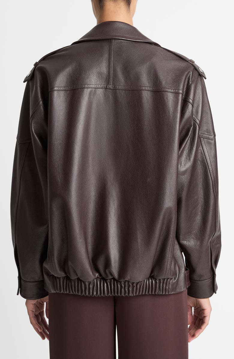 Vince Oversize Leather Biker Jacket, Alternate, color, Dark Fig