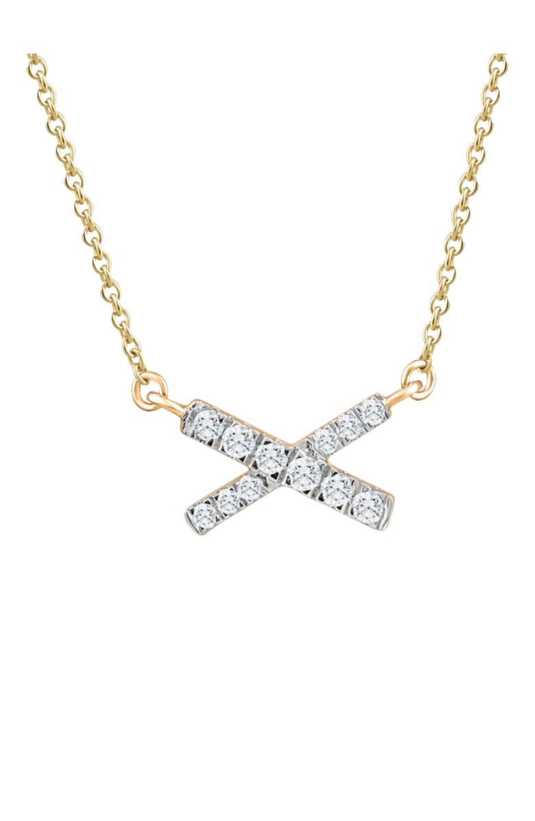Bliss Diamond 1/5Ct TW Diamond X Cross Pendant Gold Women's Necklace 18" Lab Grown, Main, color, 
