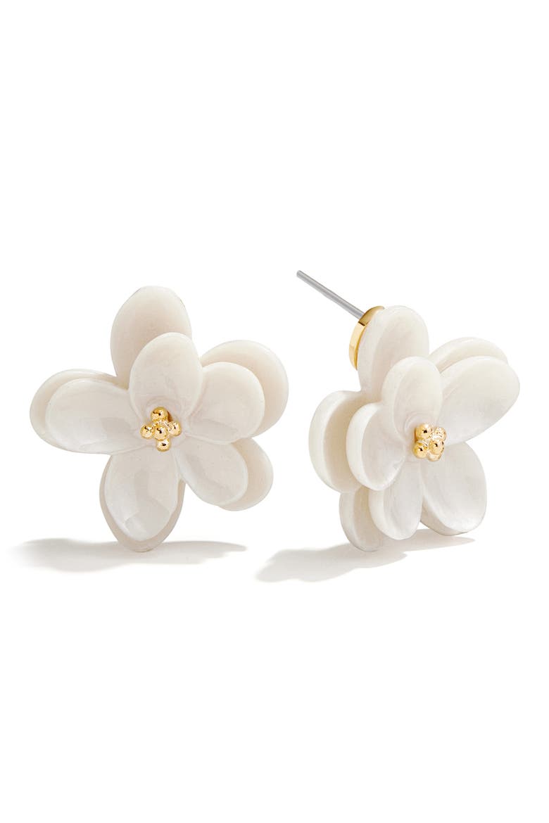 Flower Statement Earrings, Main, color, WHITE