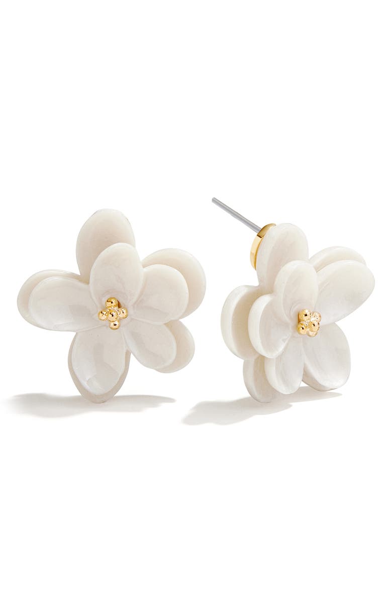 BaubleBar Flower Statement Earrings, Main, color, White