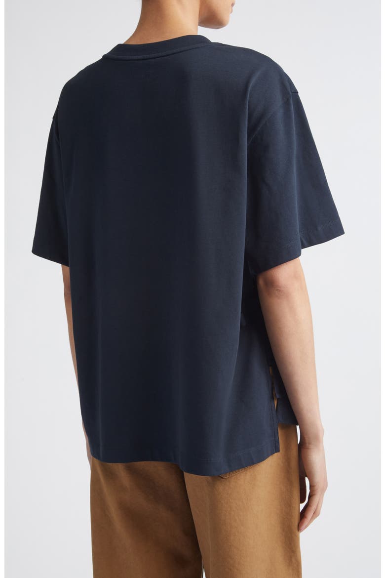 Lace Trim Cotton T-Shirt, Alternate, color, NAVY BLUE