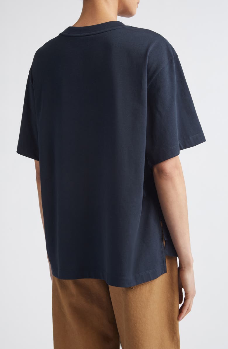 Moncler Lace Trim Cotton T-Shirt, Alternate, color, Navy Blue