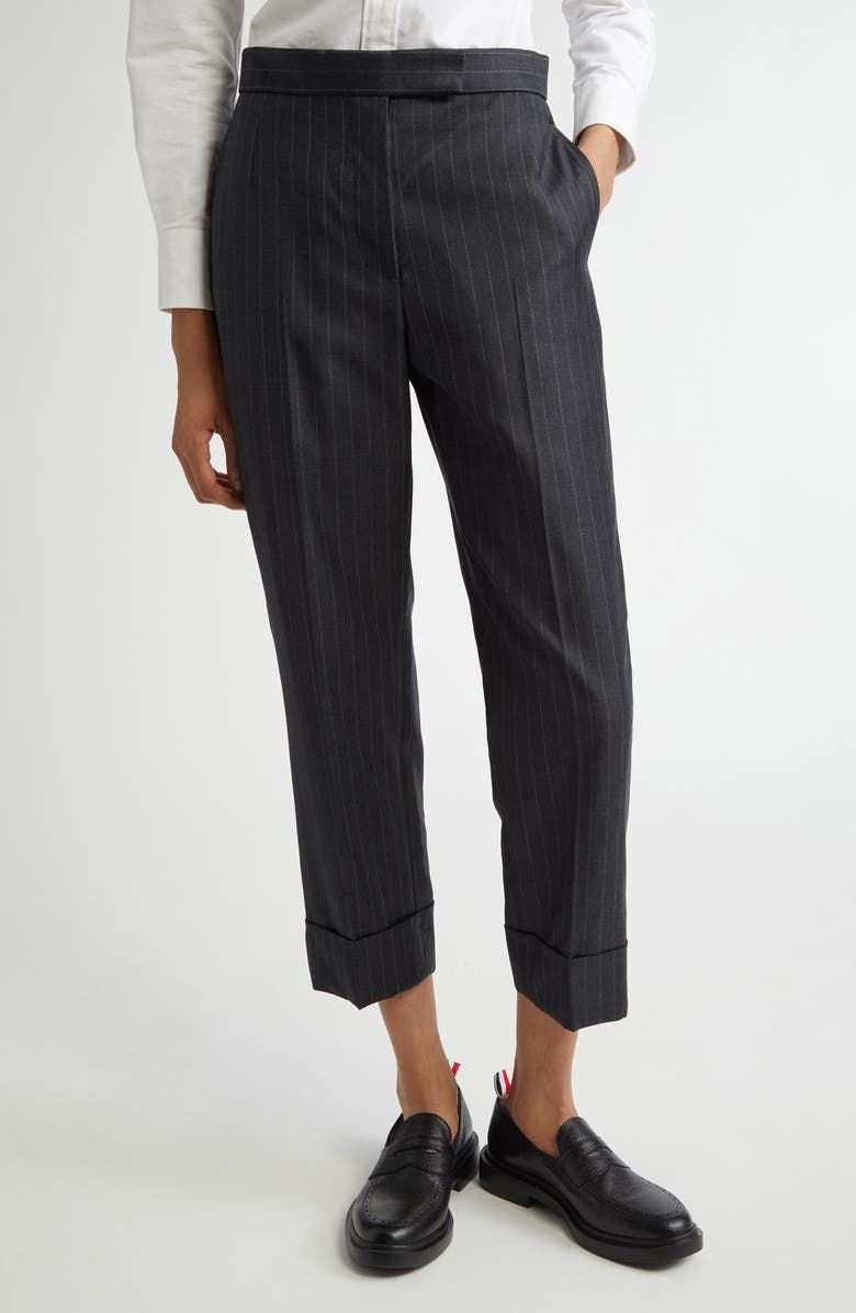 Thom Browne Pinstripe Wool Pants, Main, color, 