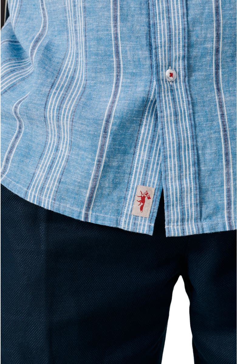 Aubin Austin Cotton Linen Short Sleeved Shirt, Alternate, color, Blue Irregular Stripe
