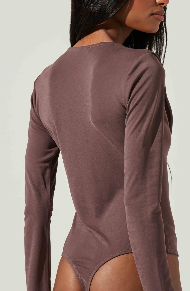 ASTR the Label Kimberly Cowl Neck Long Sleeve Bodysuit, Alternate, color, Mocha