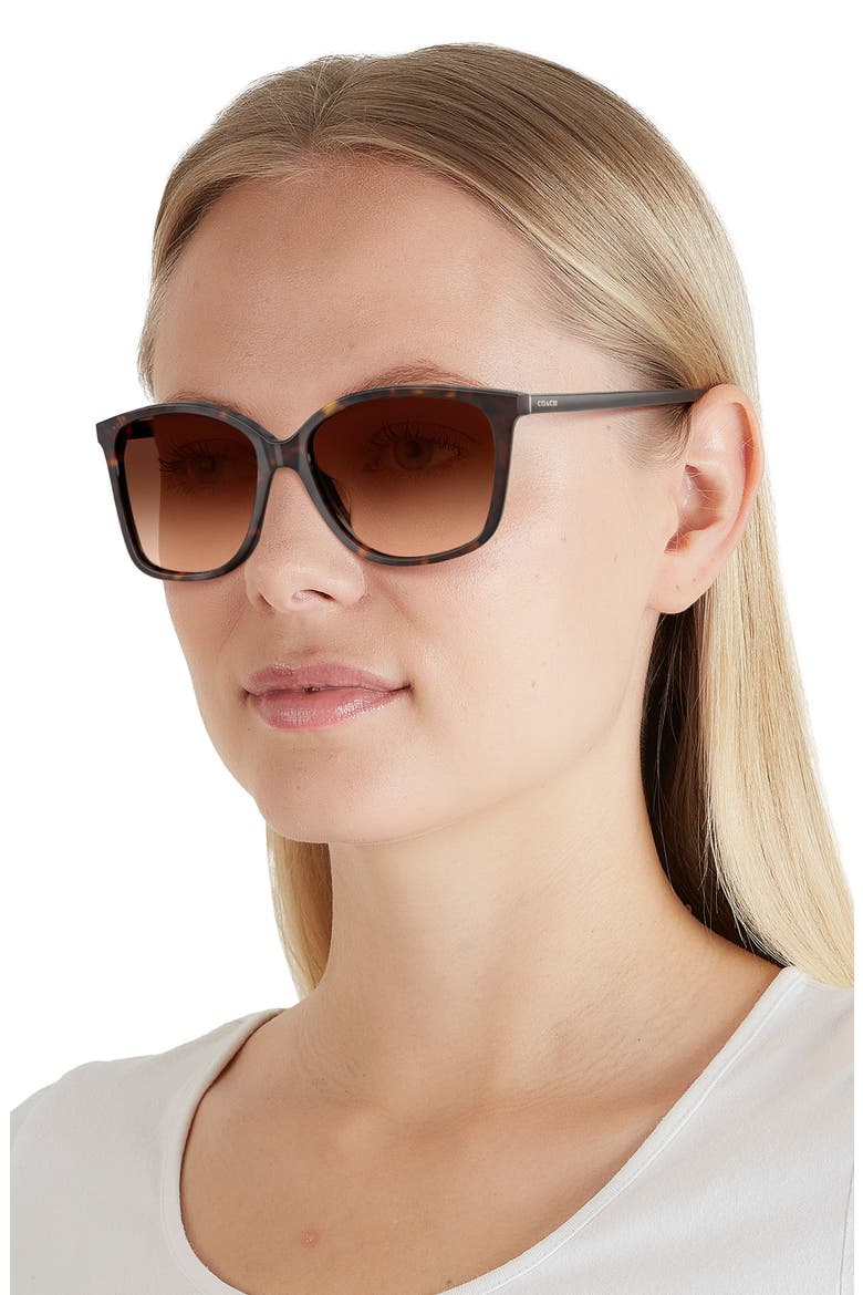 57mm Gradient Square Sunglasses, Alternate, color, DARK TORTOISE/ BROWN GRAD