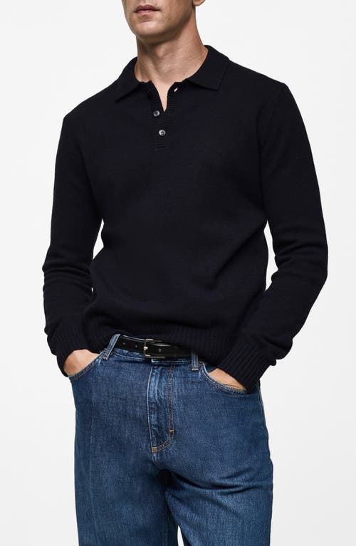Mango Men's Wool-blend Polo-collar Sweater In Dark Navy