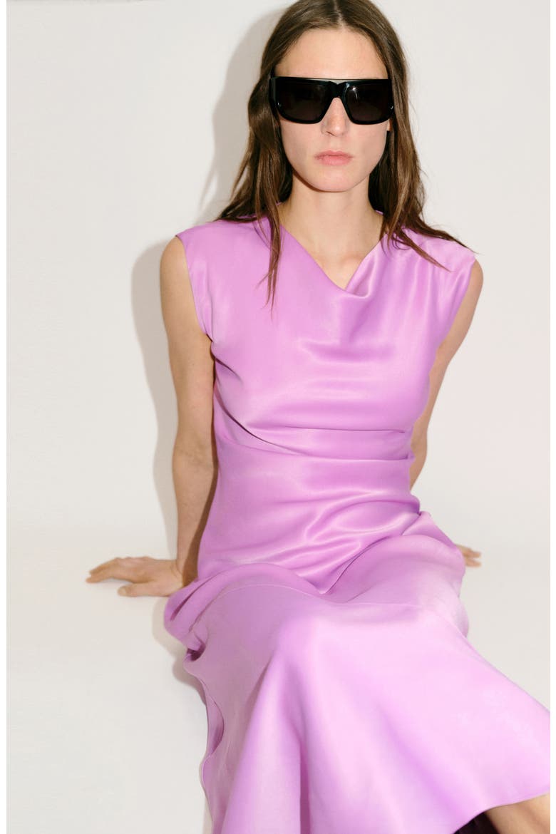 Satin Midi Dress, Alternate, color, LIGHT/ PASTEL PURPLE