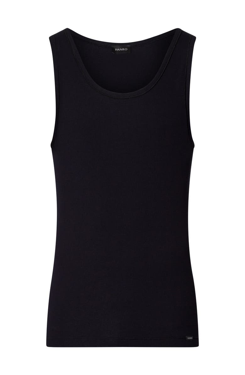 Hanro Cotton Essentials Cotton Tank Top, Main, color, Black